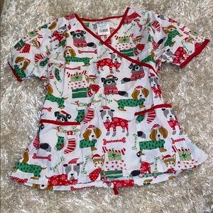 Holiday Dog scrub top